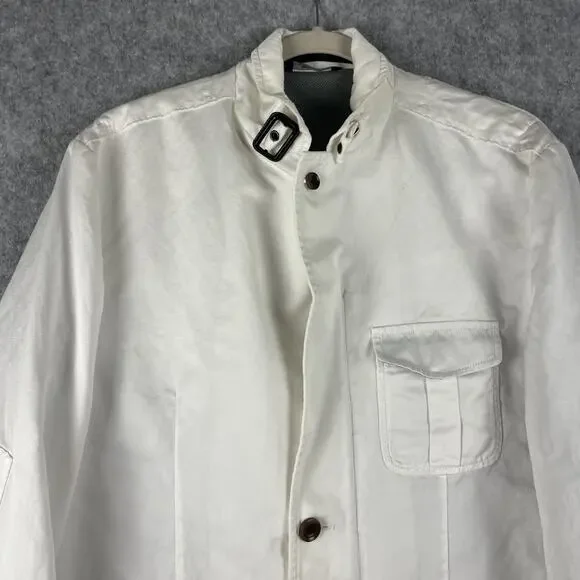 Victorinox Jacket Blazer Mens 42 White Linen Blend Utility Nautical Elbow Patch
